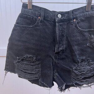Pacsun Shorts Black Distressed Denim Cutoff Jean Women's 24 High Rise Cotton